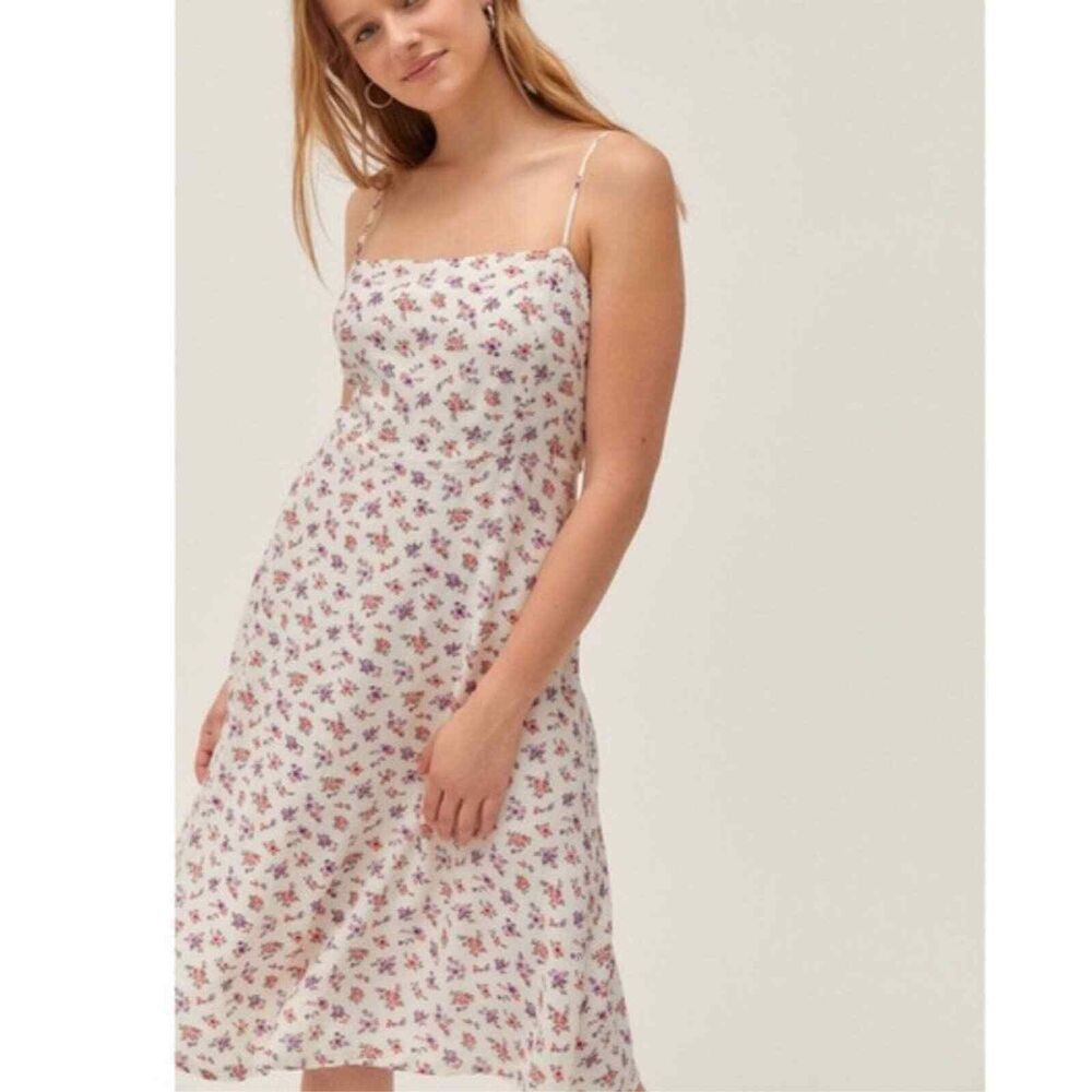 Urban Outfitters Ashley Floral Midi Dress Cottage Coquette Romantic Boho Coastal